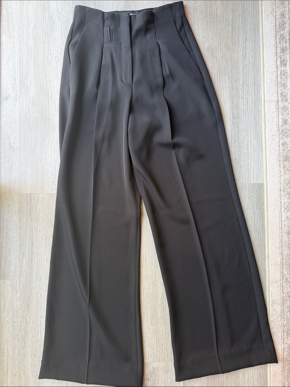 Express Black High-Waist Pleated Wide-Leg Trousers